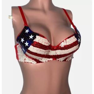 COPY - USA Patriotic Rally Sequin underwire Push Up Bra S